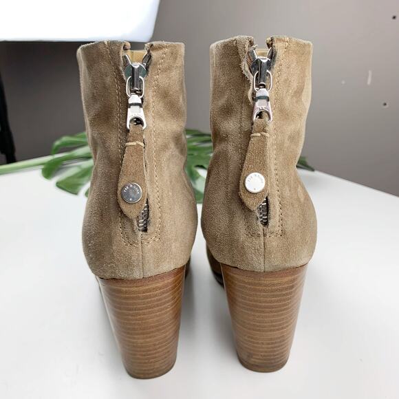 Rag & Bone Newbury Boots Heeled Tan Suede Zipper Ankle Women's 41 US 11 - Picture 10 of 12